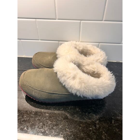 Sorel Go Coffee Run Women's Suede Faux Fur Slip-On Slippers Greyish Tan Size  7 - Picture 5 of 11